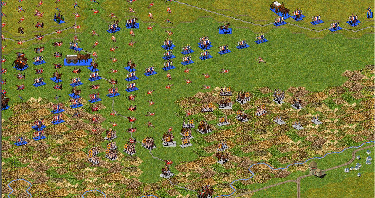 Positions at the end of the battle.