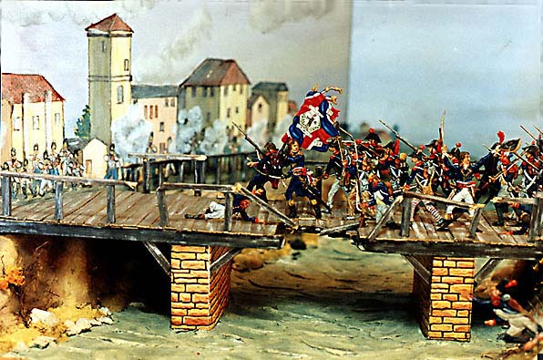 Storming the bridge at Arcole, 1796 (tin figures)
